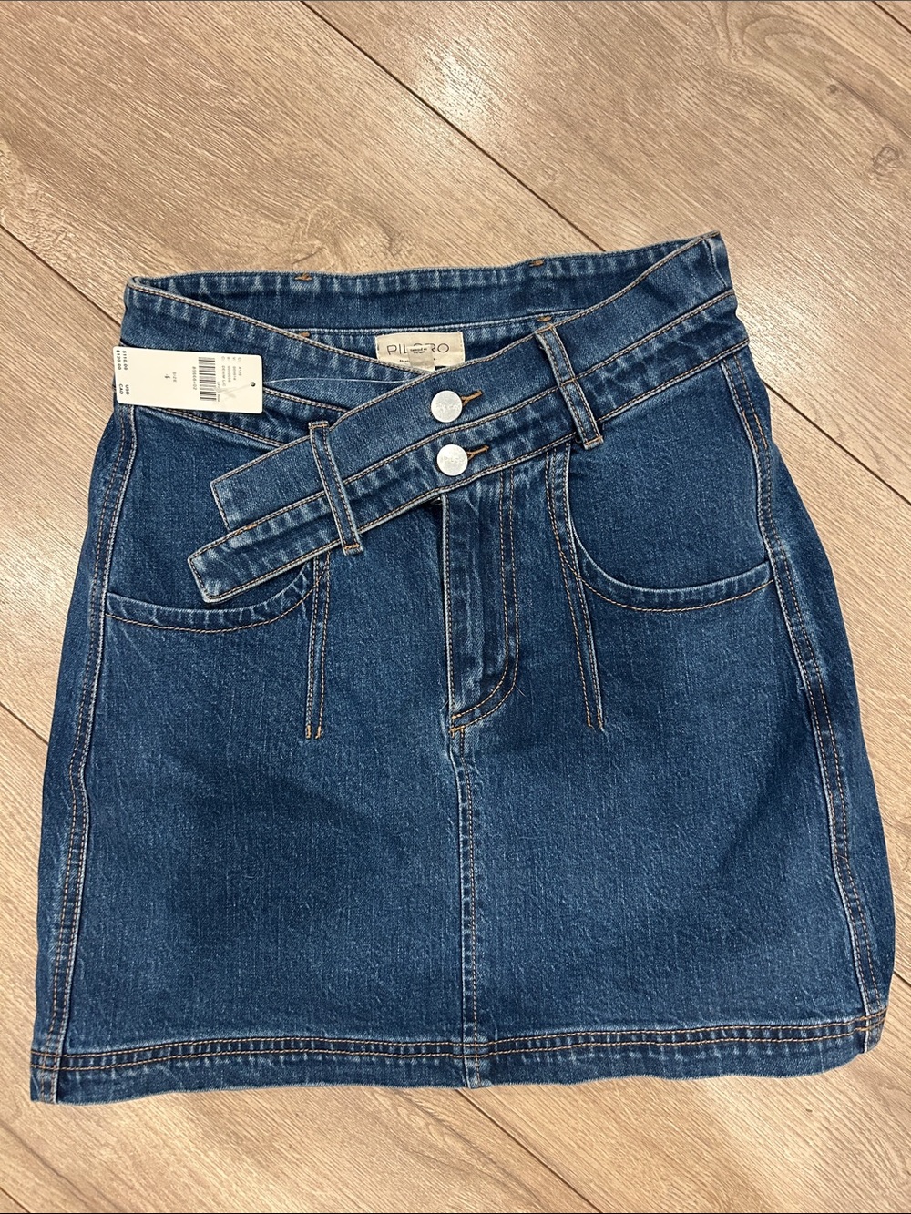 Pilcro Denim Wrap-Belt Mini Skirt